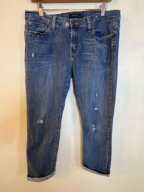 Levi’s 513 Boyfriend Cropped Jeans Medium Wash Distressed Size 9 Medium